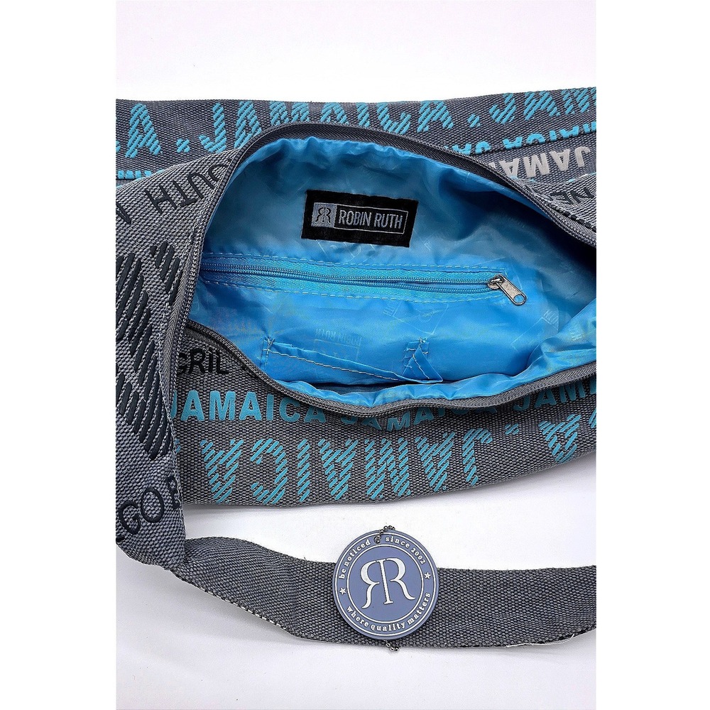 Robin Ruth Bluish Gray and Teal 'Jamaica' Pattern Shoulder Bag - Picture 8 of 10